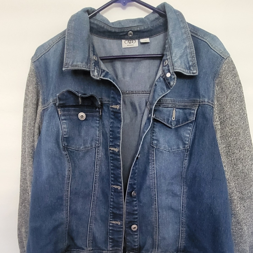 Cato Blue Denim Jacket with Gray Sleeves